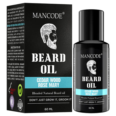 Mancode Beard Growth Oil for Men - 60ml More Beard Growth, With Cedarwood & Rose Mary Natural Oils including Vitamin E, Nourishment & Strengthening, No Harmful Chemicals